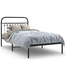 Berkfield Metal Bed Frame Without Mattress With Headboard Black 100X190Cm - thumbnail 2