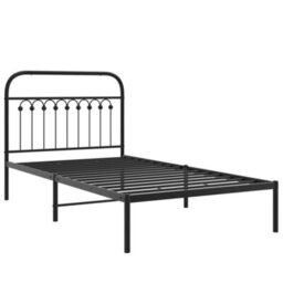 Berkfield Metal Bed Frame Without Mattress With Headboard Black 100X190Cm - thumbnail 3