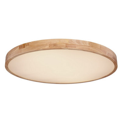 Luminosa Lighting Luminosa Rainer Flush Ceiling Light Wood Look Led Dimmable 3000-6000K Remote Control - image 1