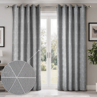 Emma Barclay Aria Unlined Jacquard Eyelet Curtains, Silver - 66 X 72 Inch Pair - image 1