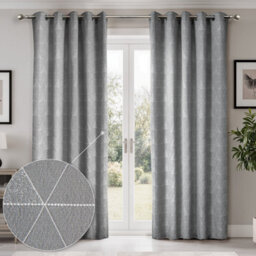 Emma Barclay Aria Unlined Jacquard Eyelet Curtains, Silver - 66 X 72 Inch Pair