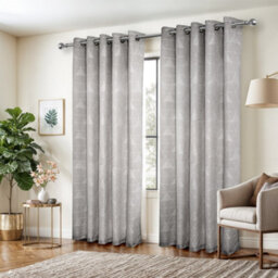 Emma Barclay Aria Unlined Jacquard Eyelet Curtains, Silver - 66 X 72 Inch Pair - thumbnail 2