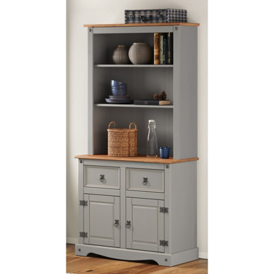 grey dresser with hutch Rustic Modern Solid Wood Sideboard / China Cabinet Hutch