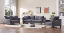 UK Leisure World Grey Twin Two Seater Fabric Sofa Sofa Set Suites Settee Three Two Single 2 Seater Soft Sofa - thumbnail 3