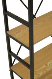 Orsina Cross-Pattern Design 5 Tier Light Yellow Shelf Unit,bookcase Shelving With Black Metal Frame,storage Rack - thumbnail 9