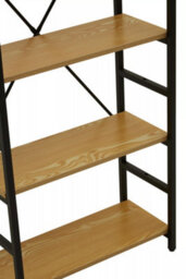 Orsina Cross-Pattern Design 5 Tier Light Yellow Shelf Unit,bookcase Shelving With Black Metal Frame,storage Rack - thumbnail 6