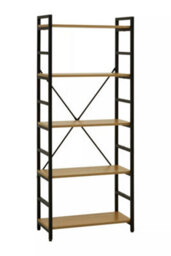 Orsina Cross-Pattern Design 5 Tier Light Yellow Shelf Unit,bookcase Shelving With Black Metal Frame,storage Rack - thumbnail 2