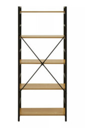 Orsina Cross-Pattern Design 5 Tier Light Yellow Shelf Unit,bookcase Shelving With Black Metal Frame,storage Rack - thumbnail 4