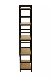 Orsina Cross-Pattern Design 5 Tier Light Yellow Shelf Unit,bookcase Shelving With Black Metal Frame,storage Rack - thumbnail 3