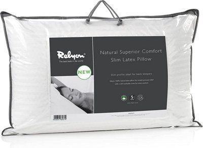 Relyon Superior Comfort 100% Natural Latex Pillow 100% Cotton Removable Cover (Slim) - image 1