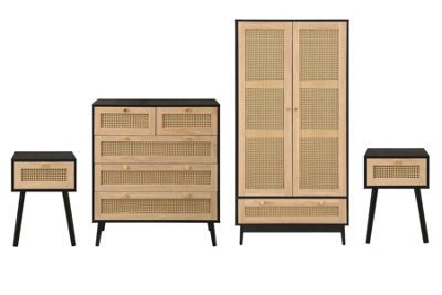 Oak Wooden 4 Piece Furniture Set Wardrobe Chest Of Drawers Bedsides Birlea Axel - image 1