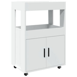 Berkfield Bar Cart White 60X39.5X89 Cm Engineered Wood - thumbnail 2