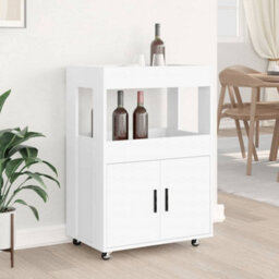 Berkfield Bar Cart White 60X39.5X89 Cm Engineered Wood - thumbnail 3