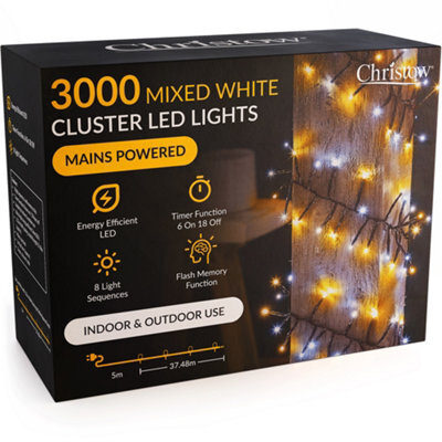 Christow Cluster Christmas Tree Lights Indoor Outdoor Timer 480/720/1000/2000/3000 Led - image 1