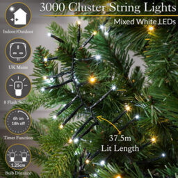 Christow Cluster Christmas Tree Lights Indoor Outdoor Timer 480/720/1000/2000/3000 Led - thumbnail 2