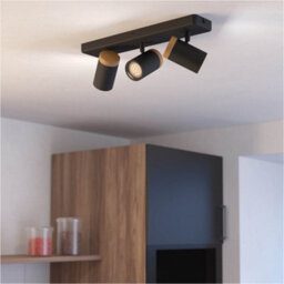 Loops Stylish Black And Brown Triple Led Bathroom Ceiling Spotlight For Modern Homes - thumbnail 1