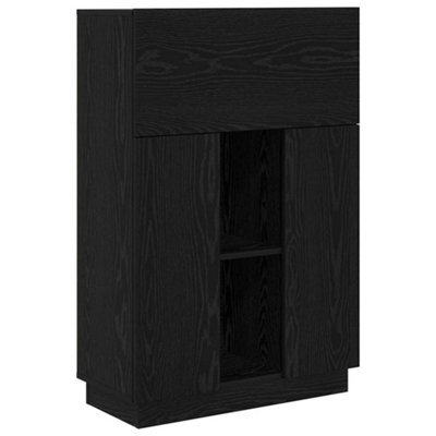 Berkfield Modern Black Oak Writing Desk Black Oak Engineered Wood Medium Sturdy