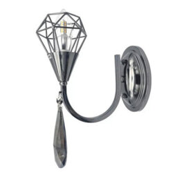 Pearl Black Smokey Crystal Wall Light Swan Neck Chandelier E14 Wall Scone - thumbnail 1