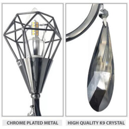 Pearl Black Smokey Crystal Wall Light Swan Neck Chandelier E14 Wall Scone - thumbnail 4