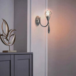 Pearl Black Smokey Crystal Wall Light Swan Neck Chandelier E14 Wall Scone - thumbnail 6