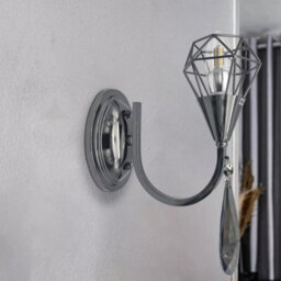Pearl Black Smokey Crystal Wall Light Swan Neck Chandelier E14 Wall Scone - thumbnail 7