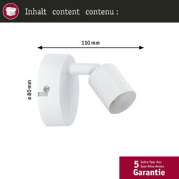 Paulmann 66763 Carolina Spotlight 1-Lamp Max. 10 Watts Ceiling Luminaire White Matt Spot Metal Gu10 - thumbnail 4