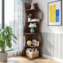 5 Tiers 181Cm Corner Irregular Bookcase Living Room Study Office Storage Rack - thumbnail 1