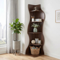 5 Tiers 181Cm Corner Irregular Bookcase Living Room Study Office Storage Rack - thumbnail 3