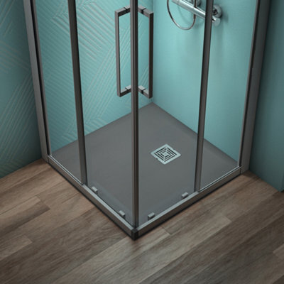 Ideal Standard Ultra Flat S+ Shower Tray 30mm 800 X 800mm In Concrete Grey Including Waste - image 1