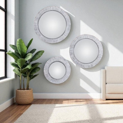 Set Of 3 Starburst Wall Mirrored Mirror Set - image 1