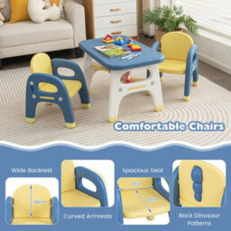 Gainoom 3 Pcs Kids Table And Chair Set Toddler Activity Writing Table Set Arts & Crafts - thumbnail 7