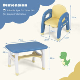 Gainoom 3 Pcs Kids Table And Chair Set Toddler Activity Writing Table Set Arts & Crafts - thumbnail 2