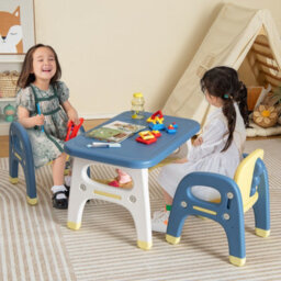 Gainoom 3 Pcs Kids Table And Chair Set Toddler Activity Writing Table Set Arts & Crafts - thumbnail 3