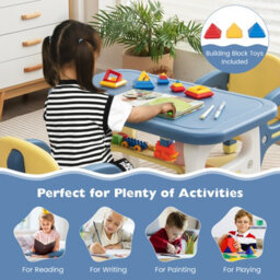 Gainoom 3 Pcs Kids Table And Chair Set Toddler Activity Writing Table Set Arts & Crafts - thumbnail 9