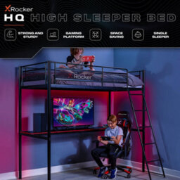 X Rocker Hq High Sleeper Gaming Bunk Bed With Desk And Mattress - Black - thumbnail 2