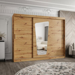Arte Moka Sliding Door Wardrobe 250Cm Oak Artisan - Durable Storage For Busy Homes - thumbnail 1