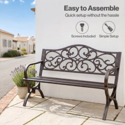 Levede Garden Bench,outdoor Bench,300Kg Metal,floral Pattern Bronze - thumbnail 9