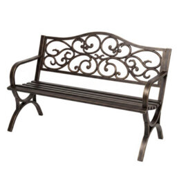 Levede Garden Bench,outdoor Bench,300Kg Metal,floral Pattern Bronze - thumbnail 2