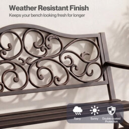 Levede Garden Bench,outdoor Bench,300Kg Metal,floral Pattern Bronze - thumbnail 7