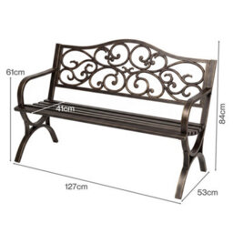 Levede Garden Bench,outdoor Bench,300Kg Metal,floral Pattern Bronze - thumbnail 4