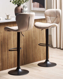 Beliani Set Of 2 Bar Chairs Valetta Faux Leather Swivel Light Beige - thumbnail 2