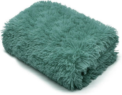 Homes & Linen Teddy Fur Throw Blanket With Reversible Plain Sherpa Teddy Fleece Luxury Fluffy Fur Throw Blanket