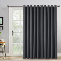 Bedlooms Charcoal Linen Curtain 100% Blackout Thermal Insulated Eyelet Door Curtain Single Panel 66 X 84 Inches With Tie Back - thumbnail 8