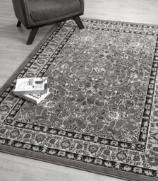 Obsidian Modern Low Pile Area Rug - Classical Traditional Design Grey 160Cm X 230Cm - thumbnail 3