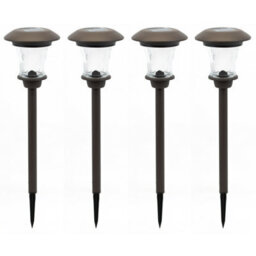 Gardenwize Pack Of 4 Metal Solar Powered Brown Stake Lights, Pathway Patio Decking Garden Lights - thumbnail 2