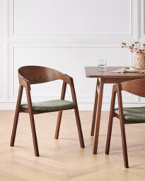 Beliani Set Of 2 Dining Chairs Yuba Wood Dark Green - thumbnail 2