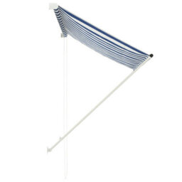 Walplus Retractable Awning Garden Sun Shade Canopy Gazebo For Back Door, Porch, Patio 100X150 Cm Blue And White - thumbnail 4