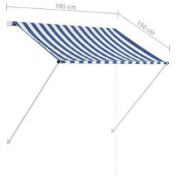 Walplus Retractable Awning Garden Sun Shade Canopy Gazebo For Back Door, Porch, Patio 100X150 Cm Blue And White - thumbnail 8