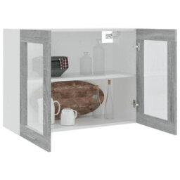 Berkfield Hanging Glass Cabinet Grey Sonoma 80X31X60 Cm Engineered Wood - thumbnail 7