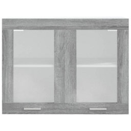 Berkfield Hanging Glass Cabinet Grey Sonoma 80X31X60 Cm Engineered Wood - thumbnail 4